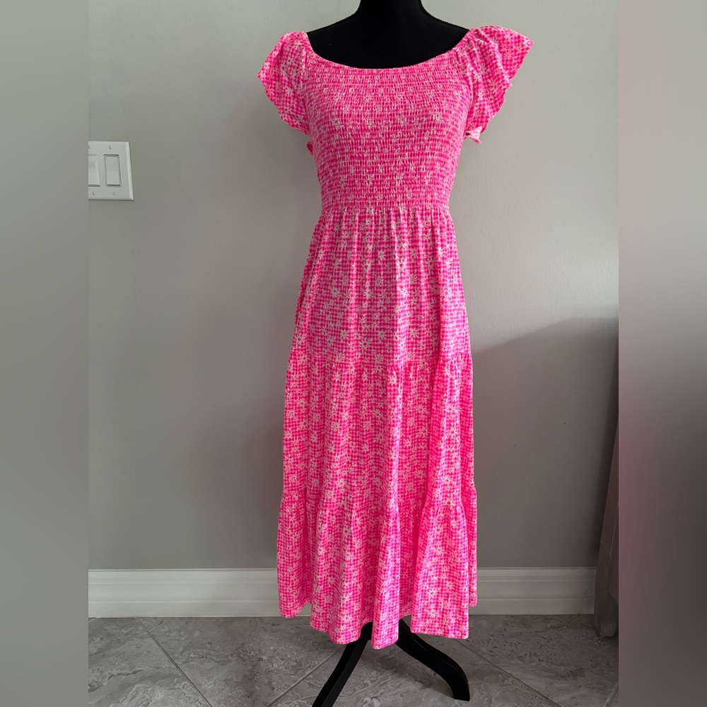 Lilly Pulitzer Jilly Smocked Midi Dress Sz S